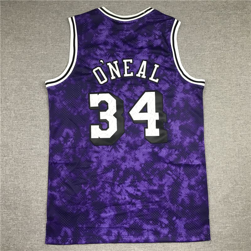 Men Los Angeles Lakers 34 Oneal Purple constellation version Throwback NBA Jersey